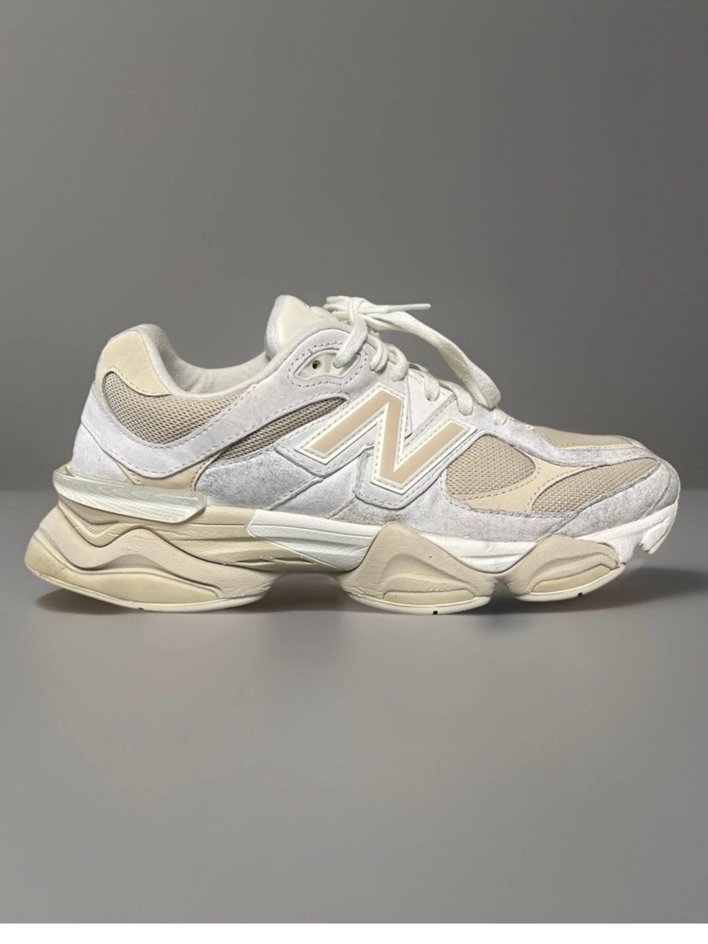 New Balance 9060 Men's Pigskin/Mesh Sneakers Beige and Brown-Neutral Size 9D